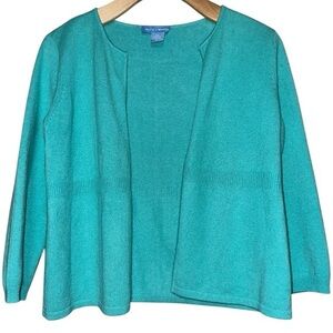 White + Warren Women’s Size S Turquoise Blue Cashmere Sweater Cardigan